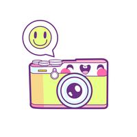 cute camera sticker emoticon vector