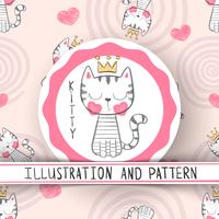 Cute cat - cartoon seamless pattern vector