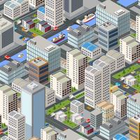 Colorful 3D isometric city vector