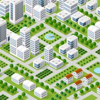 Vector isometric urban architecture