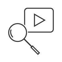 Icono de línea de búsqueda de Youtube negro vector