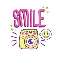 cute camera sticker emoticon vector