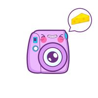 cute camera sticker emoticon vector