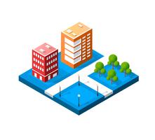 Colorful 3D isometric city vector