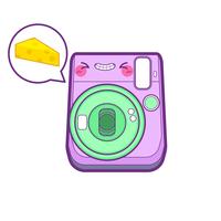 cute camera sticker emoticon vector