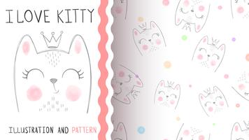 Cute little princess - seamless pattern vector