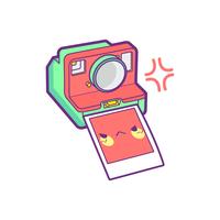 cute camera sticker emoticon vector