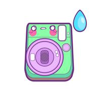 cute camera sticker emoticon vector