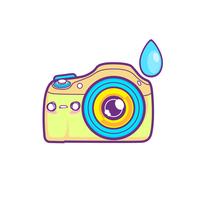 cute camera sticker emoticon vector