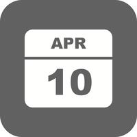 April 10th Date on a Single Day Calendar vector