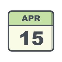 April 15th Date on a Single Day Calendar vector