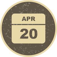 April 20th Date on a Single Day Calendar vector