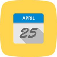 April 25th Date on a Single Day Calendar vector