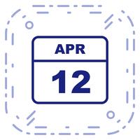 April 12th Date on a Single Day Calendar vector