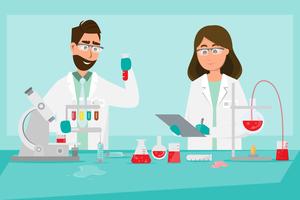 medical concept. Scientists man and woman research in a laboratory lab vector