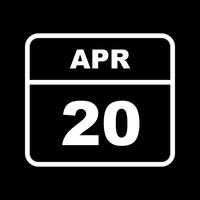 April 20th Date on a Single Day Calendar vector