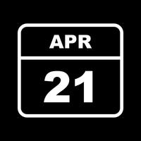 Fecha del 21 de abril en un calendario de un solo día vector