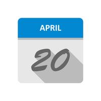 April 20th Date on a Single Day Calendar vector