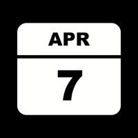 April 7th Date on a Single Day Calendar vector