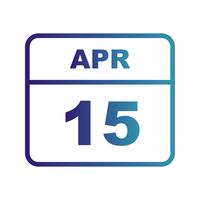 April 15th Date on a Single Day Calendar vector