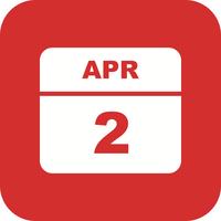 April 2nd Date on a Single Day Calendar vector