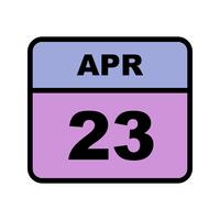 April 23rd Date on a Single Day Calendar vector