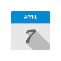 April 7th Date on a Single Day Calendar vector