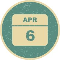 April 6th Date on a Single Day Calendar vector