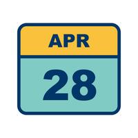 April 28th Date on a Single Day Calendar vector