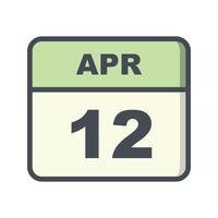 April 12th Date on a Single Day Calendar vector