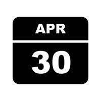 April 30th Date on a Single Day Calendar vector