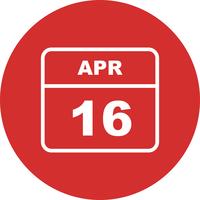 April 16th Date on a Single Day Calendar vector