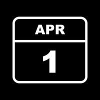 April 1st Date on a Single Day Calendar vector