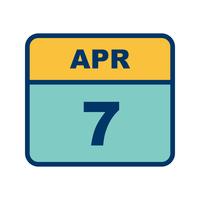 April 7th Date on a Single Day Calendar vector