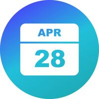 28 de abril Fecha en un calendario de un solo día vector