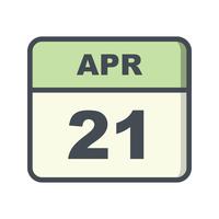 April 21st Date on a Single Day Calendar vector