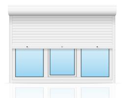 Ventana de plástico con persianas enrollables ilustración vectorial vector