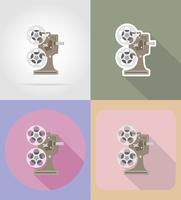 old retro vintage projector flat icons vector illustration