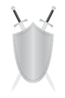 Ilustración de vector de escudo y dos espadas