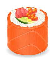 sushi rolls in red fish vector illustration