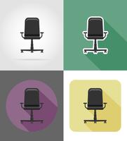 Sillón muebles conjunto de iconos planos vector illustration