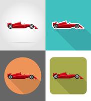 Ilustración de vector de iconos planos de coche deportivo