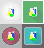 glass test tube with color liquid flat icons vector illustration