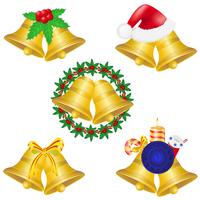 christmas bells set icons vector illustration