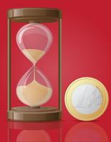 old retro hourglass and one coin euro vector illustration