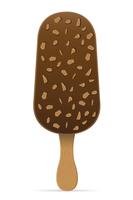 ice cream with chocolate glaze on stick vector illustration