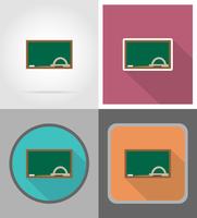 wooden school board flat icons vector illustration