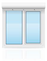 plastic window with rolling shutters vector illustration