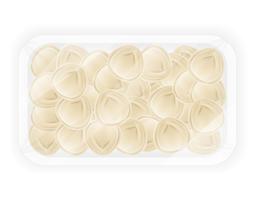 dumplings pelmeni of dough with a filling in packaged vector illustration