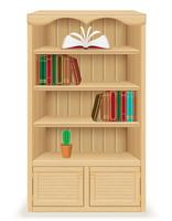 Muebles de librería hechos de madera, ilustración vectorial